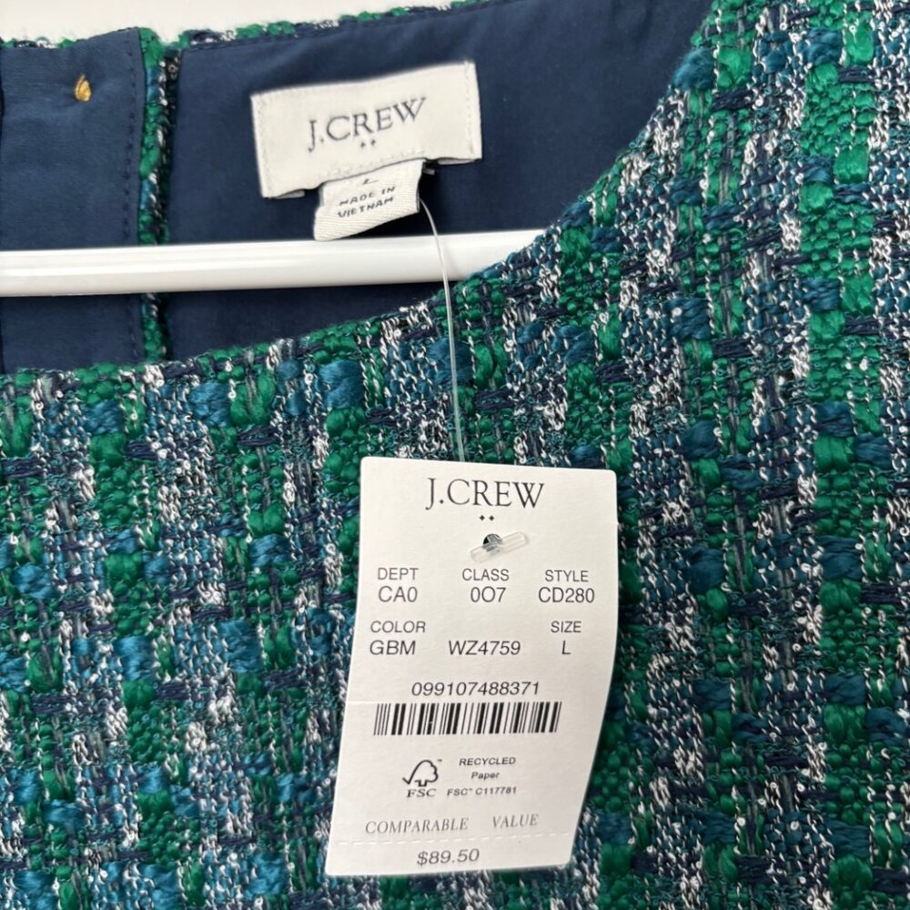 J. Crew Factory, Tweed button-back shell, Size Large, NWT - Picture 4 of 4